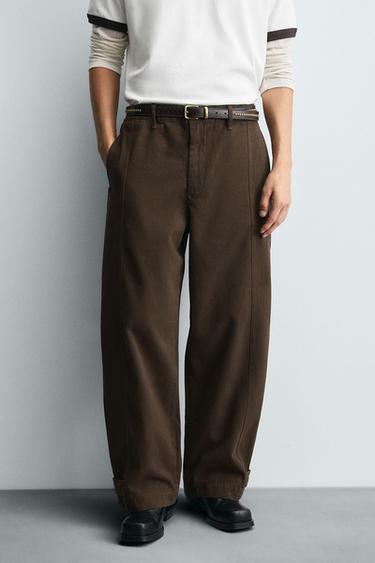 Zara BALLOON FIT PANTS - Brown