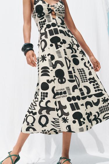 PRINTED CUT-OUT DRESS - Black / White by Zara - Image 3
