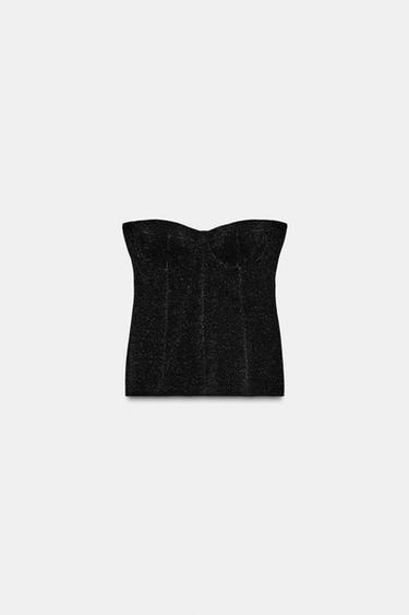 HAUT BUSTIER STRETCH BRILLANT - Noir de Zara - Image 6