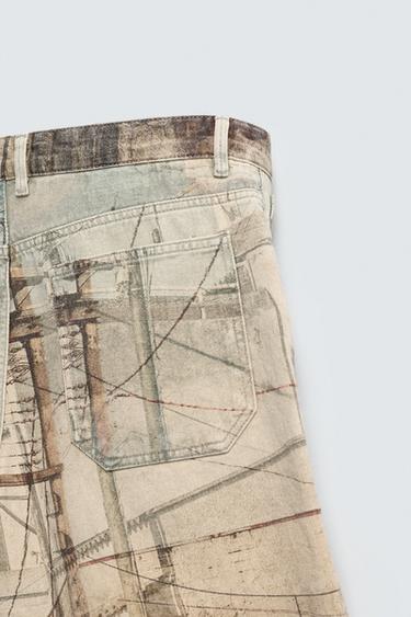 ABSTRACT PRINT BAGGY FIT BERMUDA SHORTS - Multicoloured by Zara - Image 8