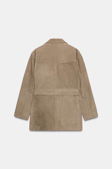 100% LEATHER JACKET WITH BELT - Stone by Zara - Image 8