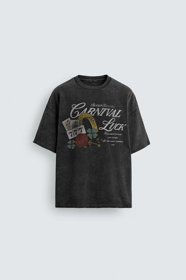 CONTRAST PRINT SWEATSHIRT - Dark anthracite by Zara