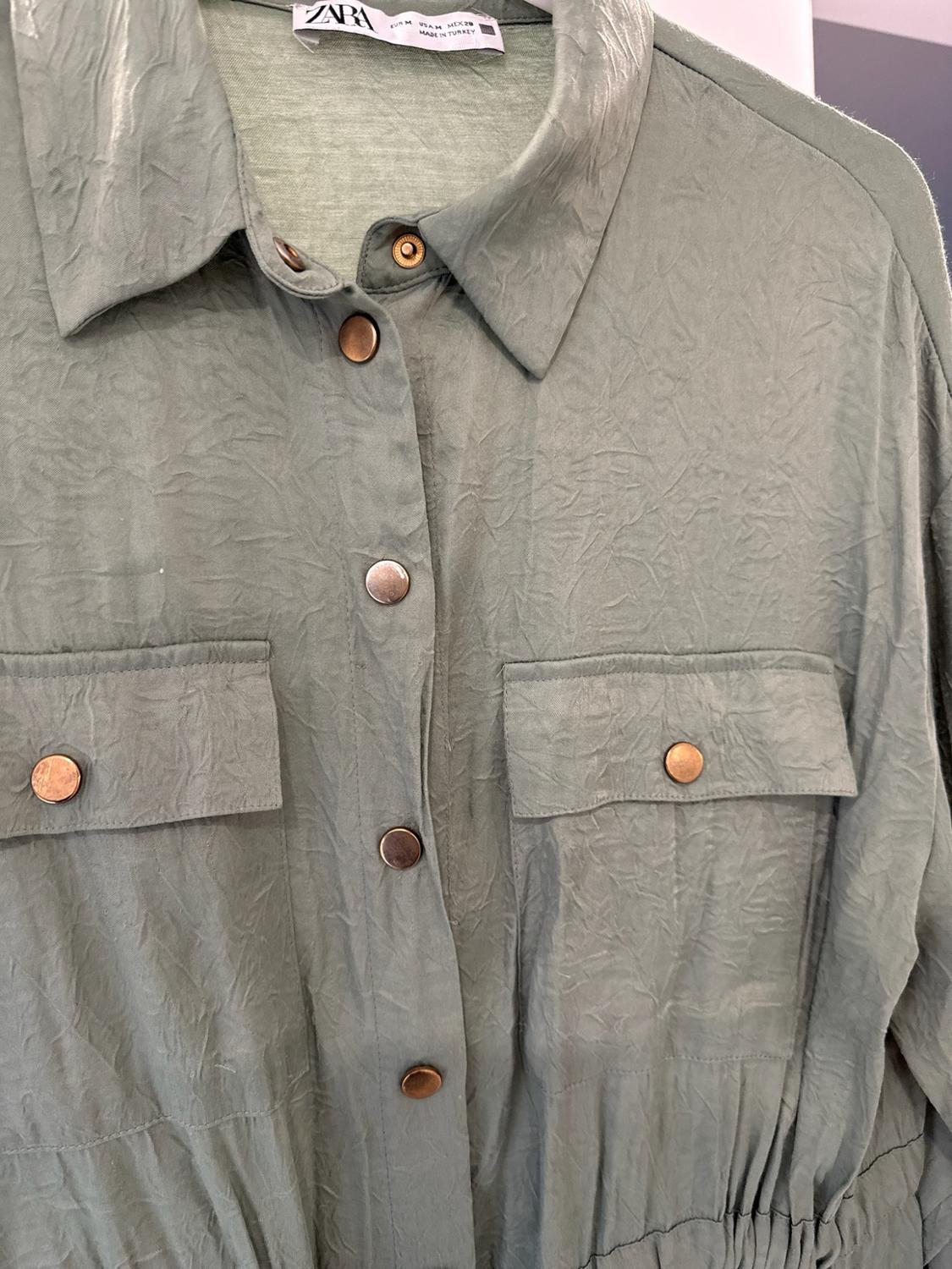 SATIN BELTED OVERSHIRT - Image 2