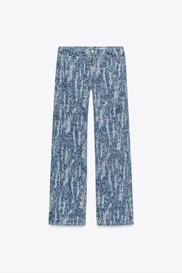 Zara Z1975 STRAIGHT MID-RISE WORN EFFECT JEANS - Light blue