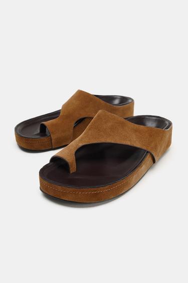 SANDALES PLATES EN DAIM LIMITED EDITION - Marron de Zara - Image 3