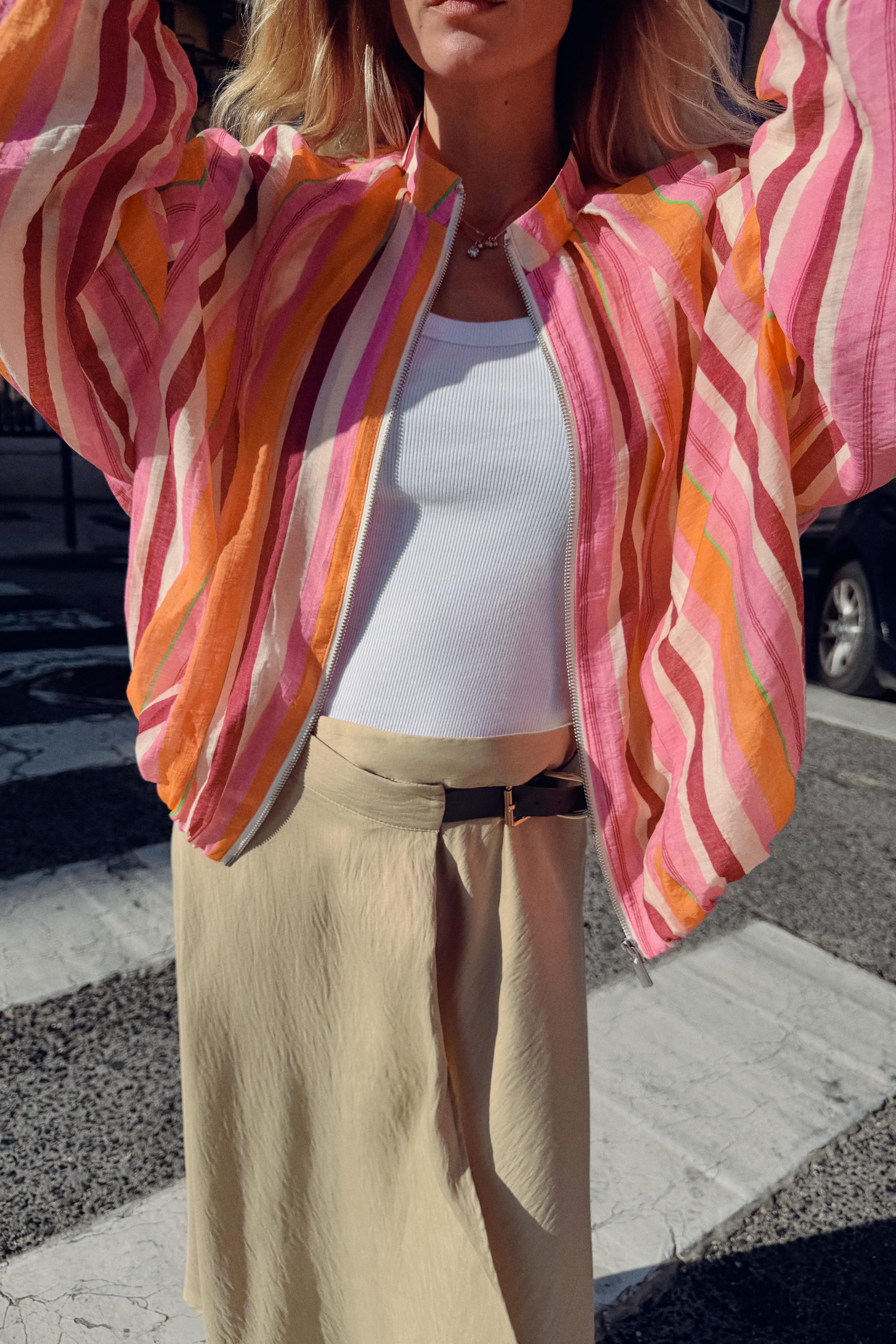 Женские куртки Zara STRIPED BOMBER JACKET — фото 4