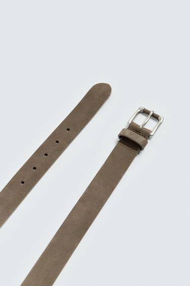 NUBUCK LEATHER BELT - Brown / Taupe by Zara - Image 1