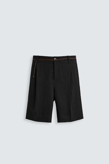 BERMUDA JACQUARD RAYAS - Negro de Zara