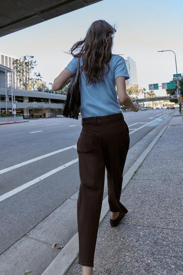 PANTALON BALLOON À PINCES - Marron de Zara - Image 4