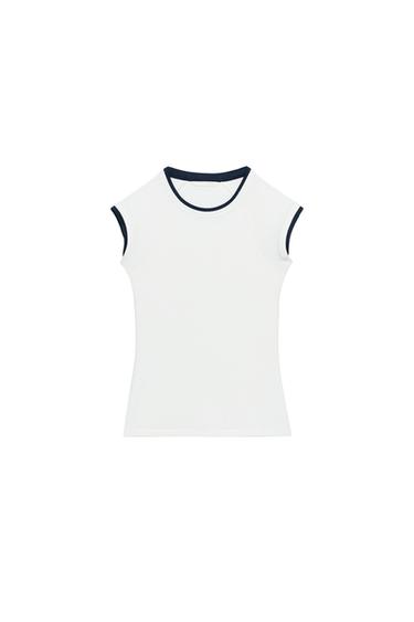 DOUBLE SHORT SLEEVE EFFECT T-SHIRT - Oyster-white by Zara