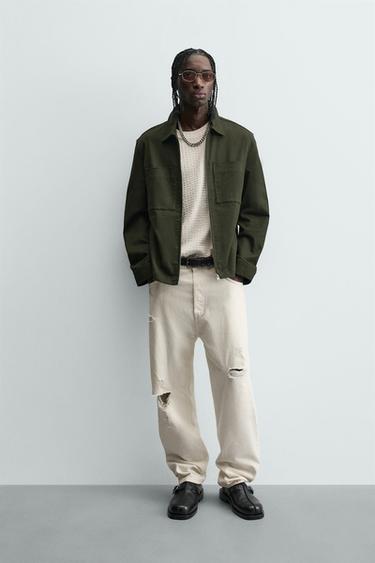 CAMISA AMPLA RELAX FIT ZÍPER - Caqui da Zara - Imagem 0