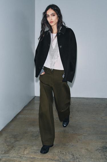 WOOL BLEND JACKET ZW COLLECTION - Black by Zara