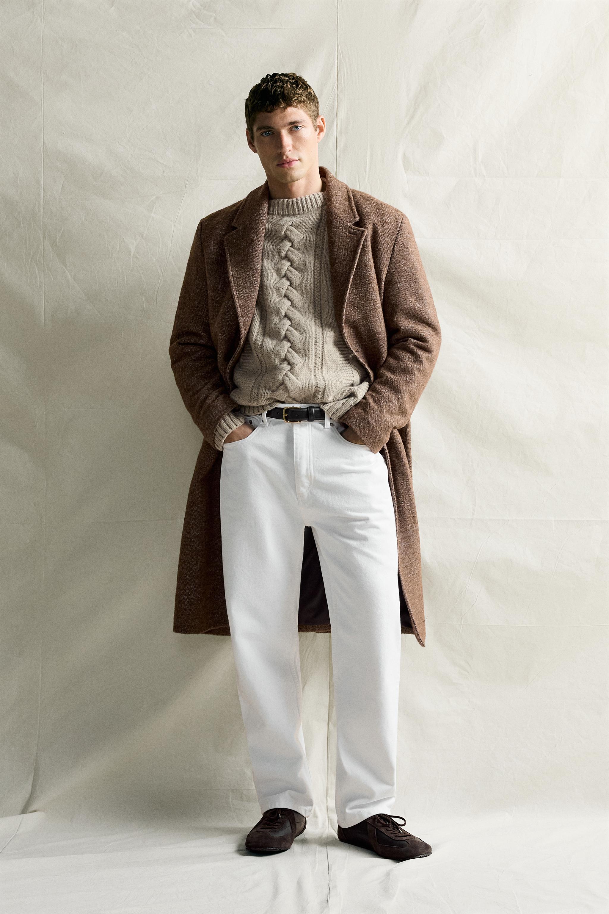 ウールブレンド ヘリンボーンコート - ライトブラウン | ZARA Japan / 日本