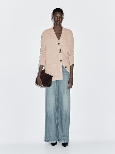 Zara 100% wool knit cardigan - Beige - Image 0