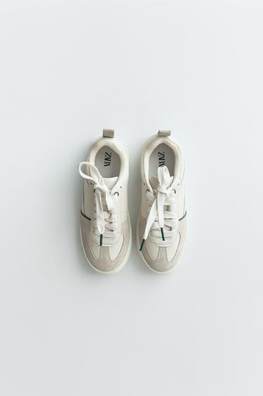 КОЖАНЫЕ КРОССОВКИ — Белый от Zara