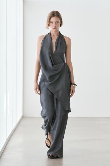 Combinaison asymétrique drapée - Bleu de Zara