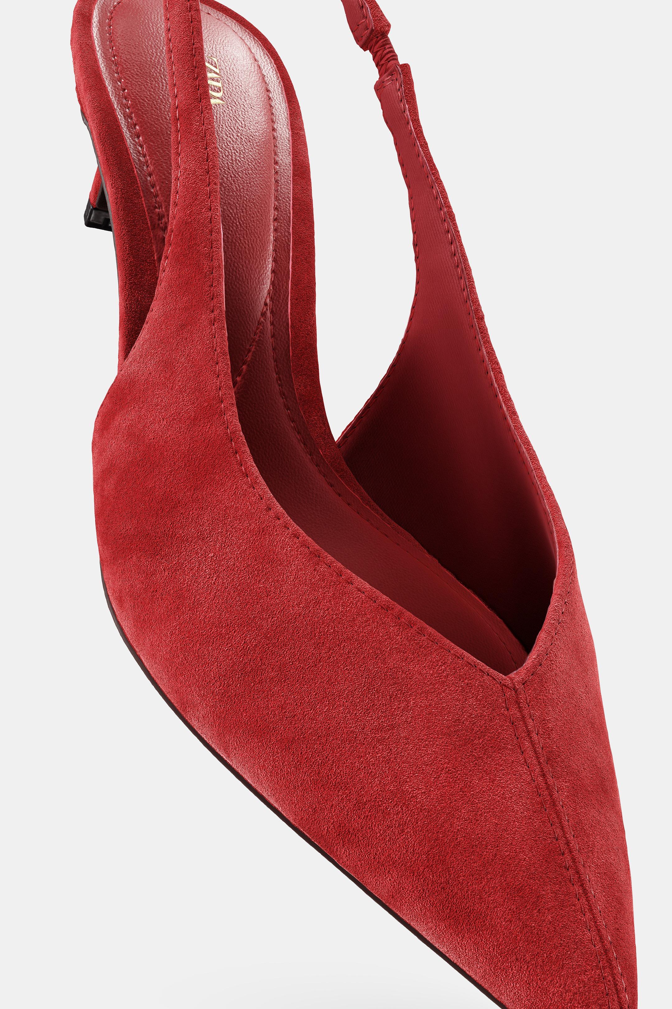 ZAPATO TACÓN PIEL DESTALONADO - Rojo de Zara