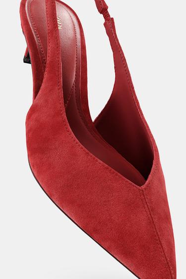 ZAPATO TACÓN PIEL DESTALONADO - Rojo de Zara - Imagen 0