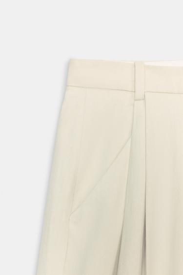 PANTALON À PLIS AVEC LIN ZW COLLECTION - Écru de Zara - Image 7