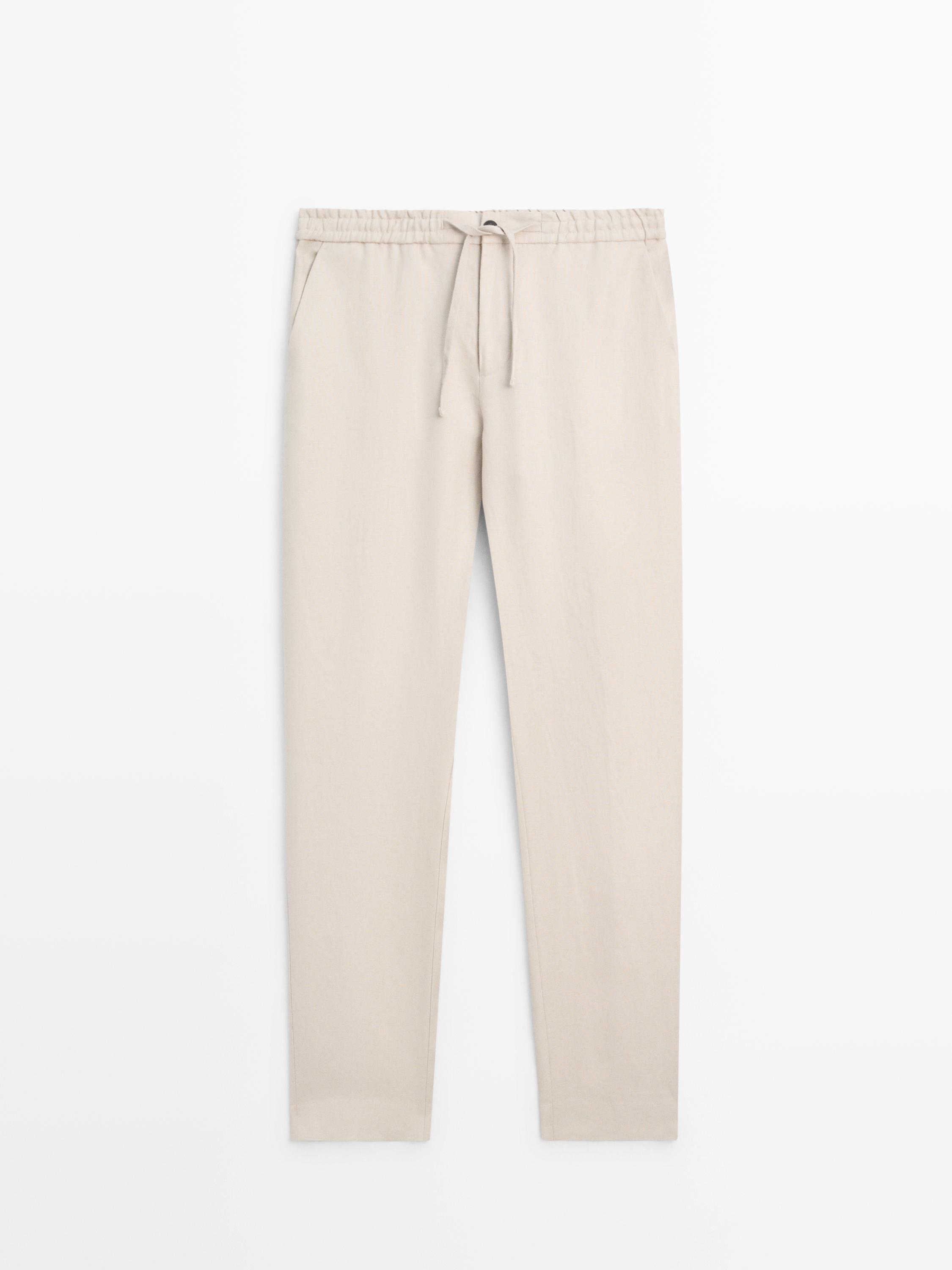 Pantalon total look détail taille lin
