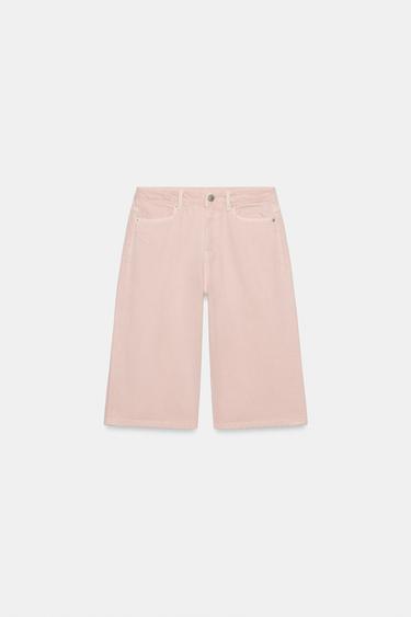 ZW COLLECTION MID-WAIST DENIM BERMUDA SHORTS - Pink by Zara
