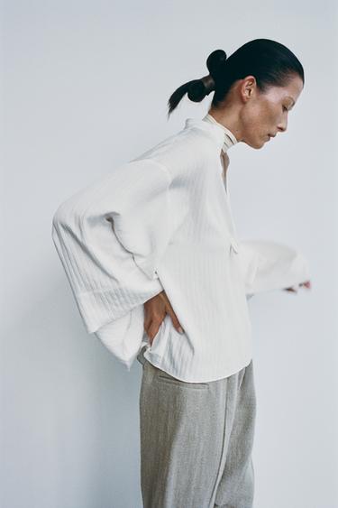 STRIPED SHIRT ZW COLLECTION - Oyster-white by Zara - Image 1