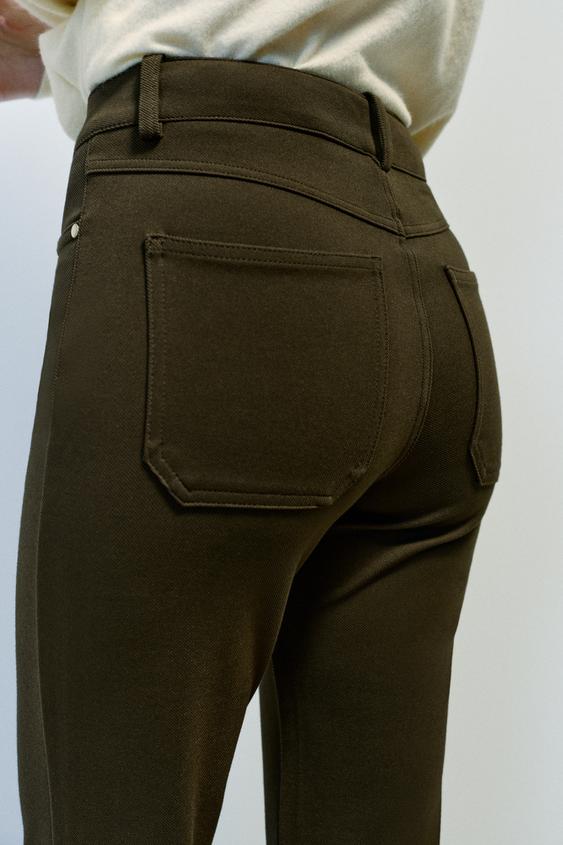 FLARE TROUSERS - Dark khaki by Zara - Image 4