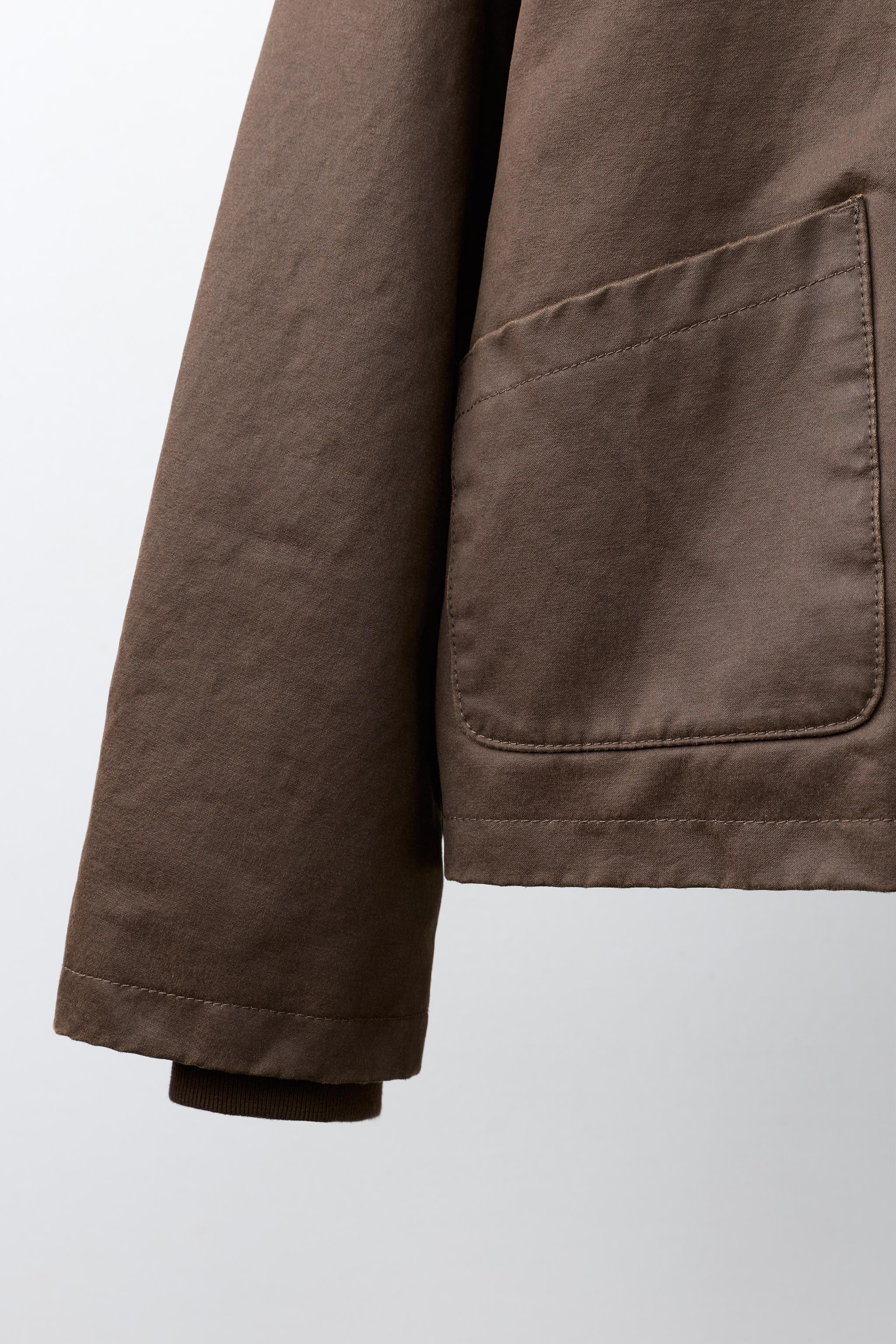 Детские куртки Zara WAXED JACKET WITH CONTRAST COLLAR — фото 7