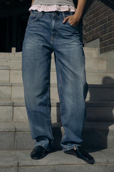 HIGH-WAIST TRF BARREL JEANS - Navy blue by Zara