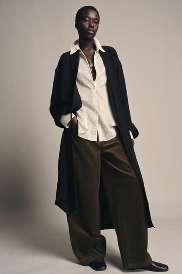 ZW COLLECTION STRIPED FLOWING SHIRT - Black / White by Zara
