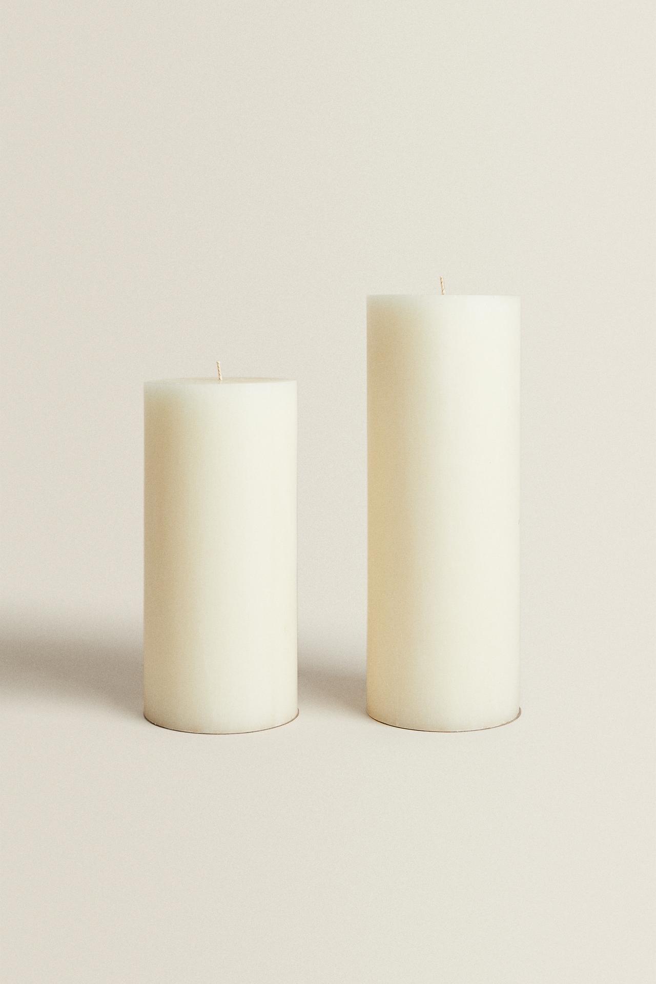 LONG CYLINDRICAL DECORATIVE CANDLE — White