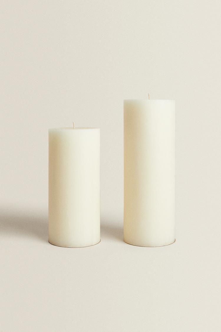LONG CYLINDRICAL DECORATIVE CANDLE — White