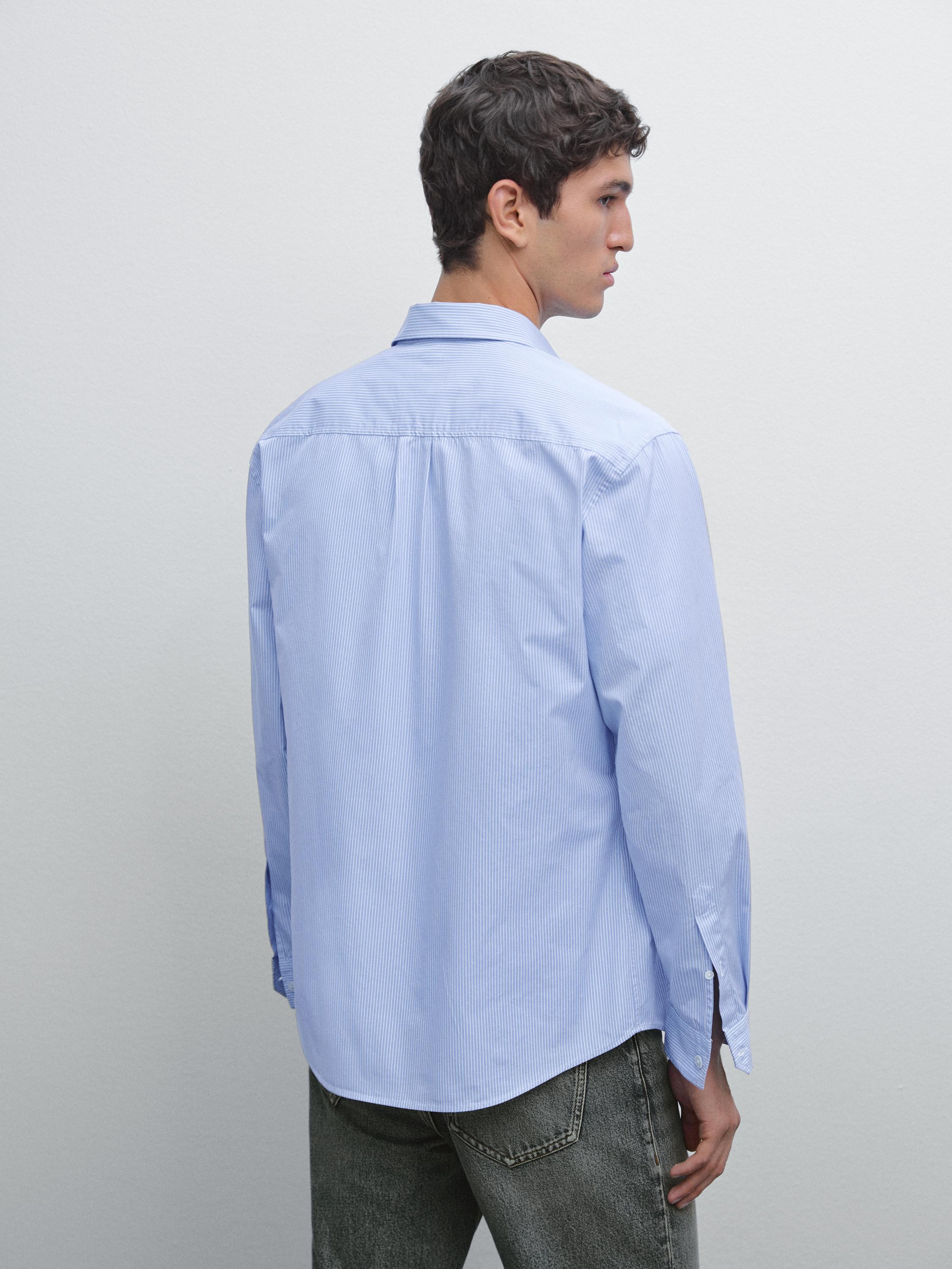 Regular fit striped poplin shirt