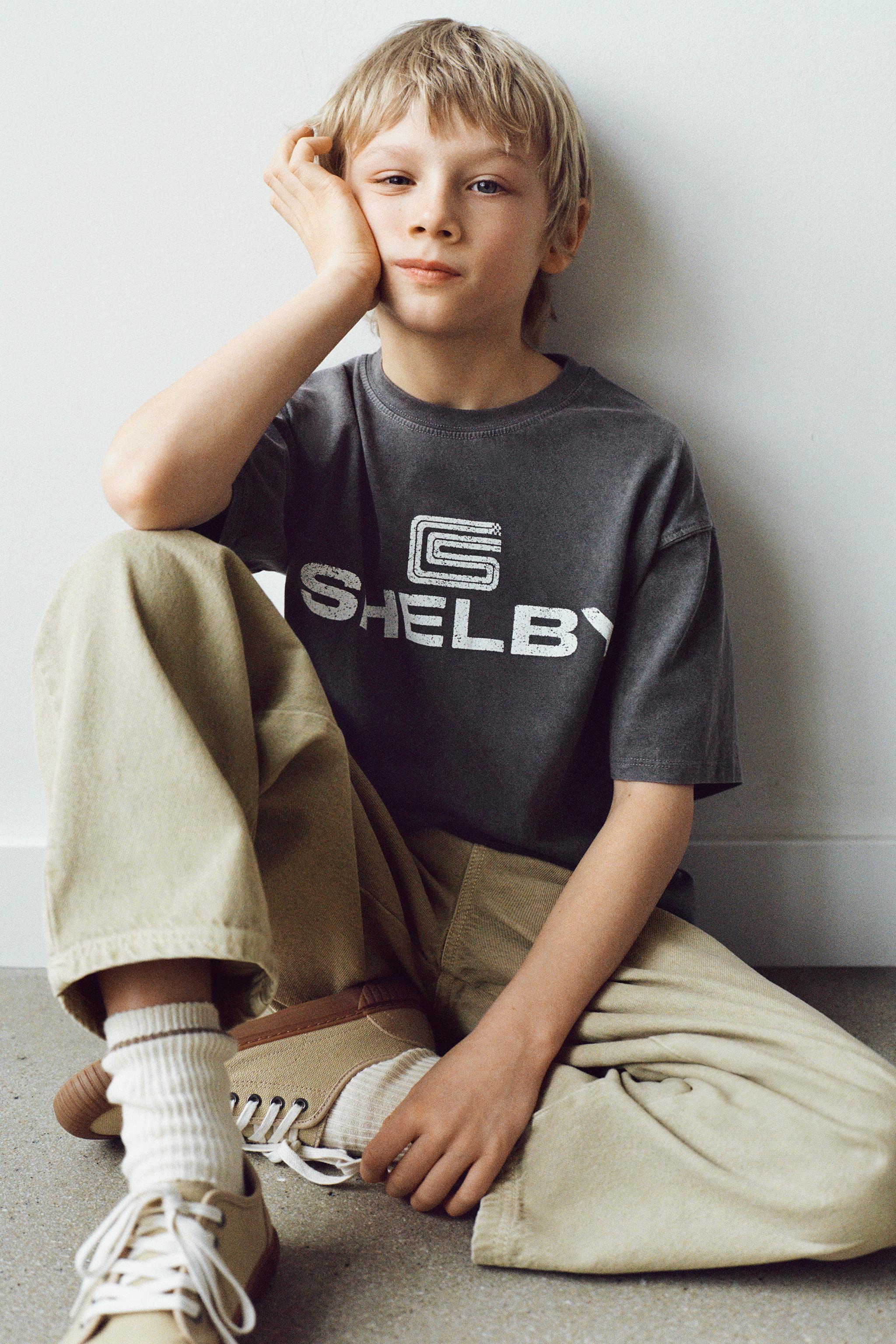 T-SHIRT EFFET DÉLAVÉ AVEC INSCRIPTION IMPRIMÉE