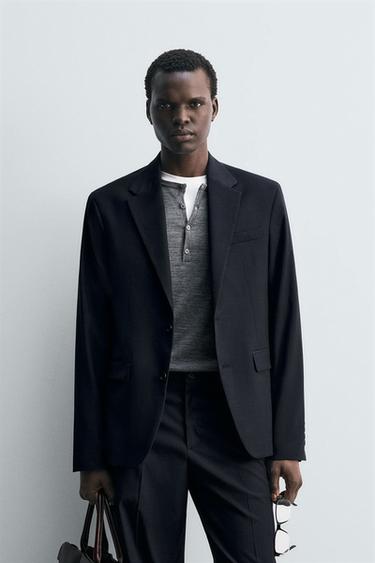 BLAZER TRAJE CUADROS - Marino de Zara