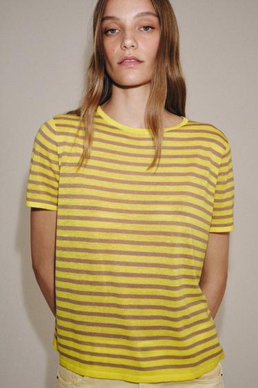 ATASAN RAJUT GARIS - Kuning dari Zara