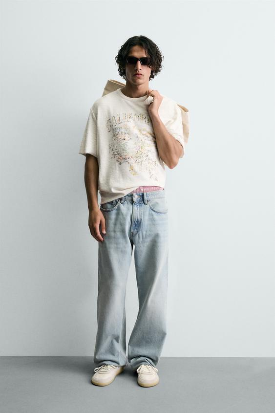 Zara — WASHED PRINT KNIT T-SHIRT