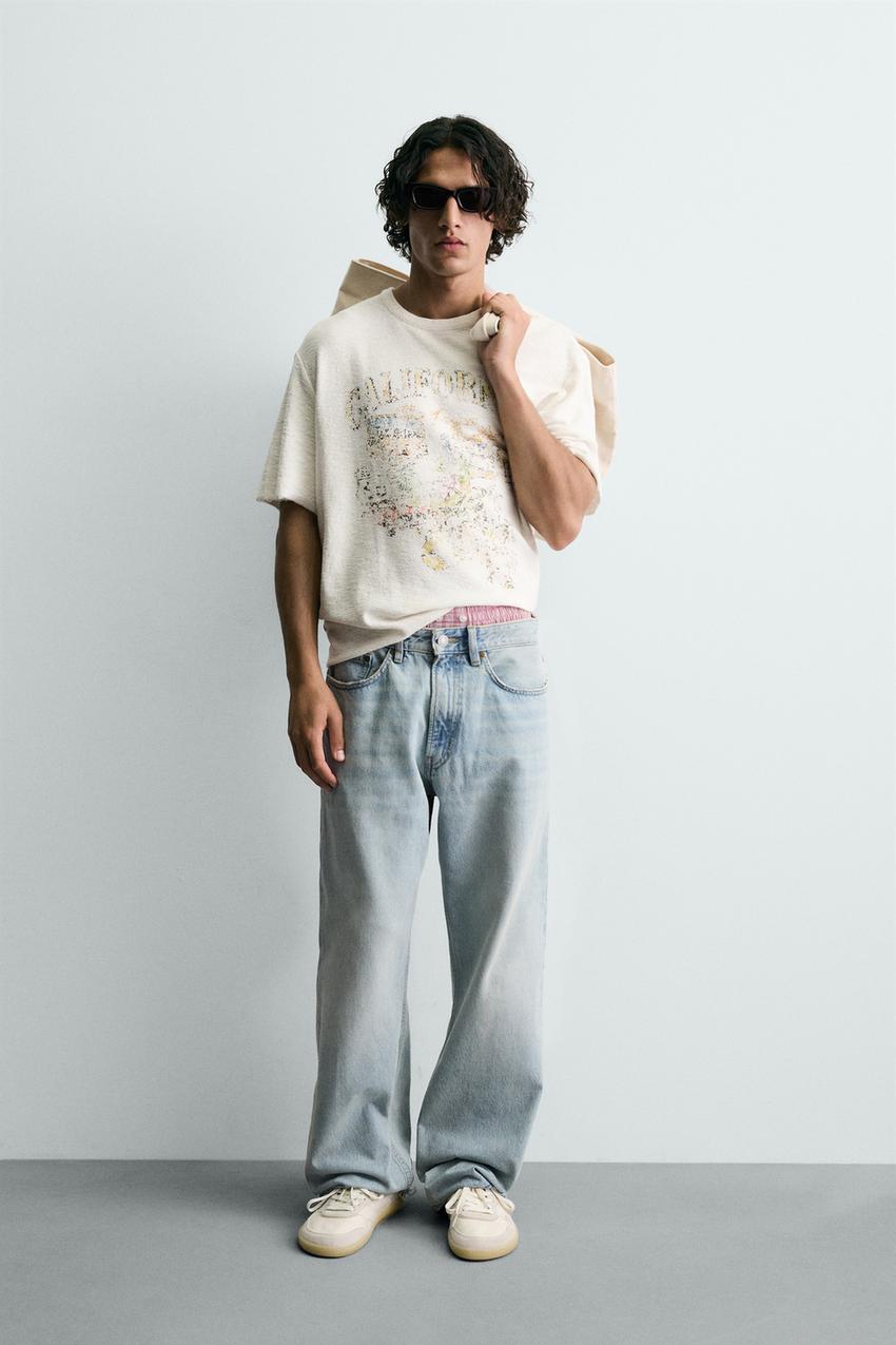 ZARA WASHED PRINT KNIT T-SHIRT