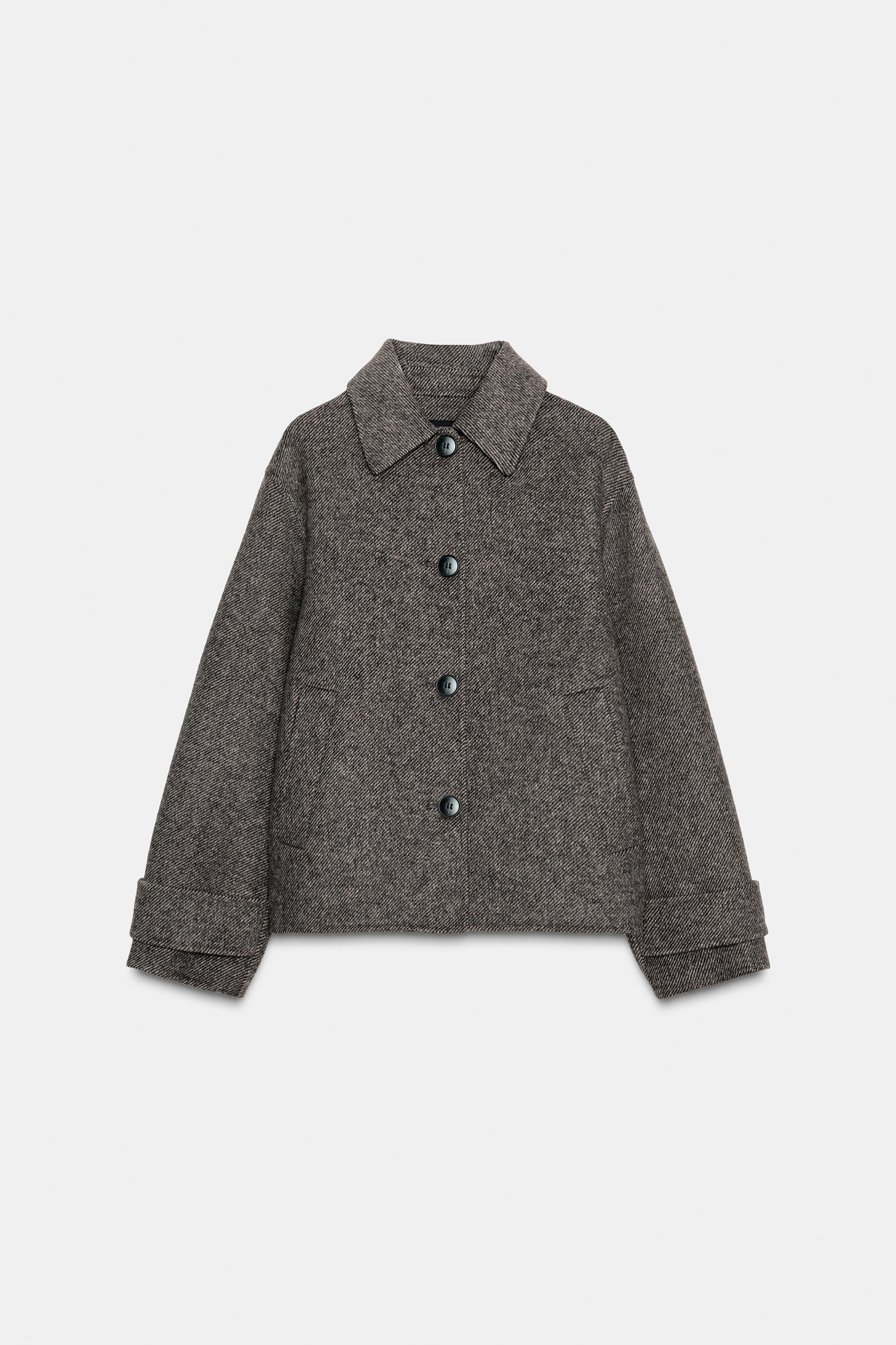 ヘリンボーン柄ショートコート - ゴールデンブラウン | ZARA