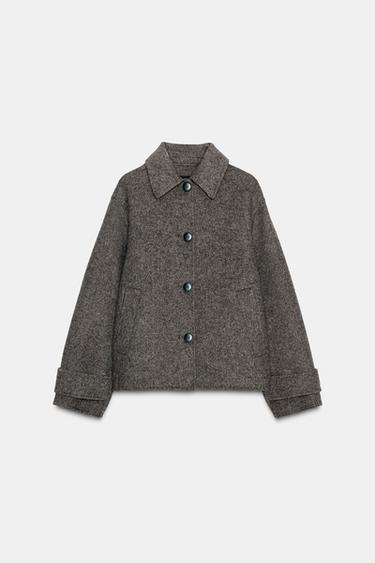 MANTEAU COURT À CHEVRONS - Marron clair de Zara - Image 5