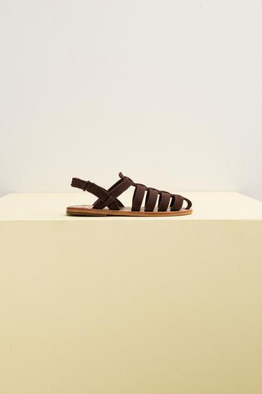 LEATHER CAGE SANDALS - Brown by Zara - Image 7