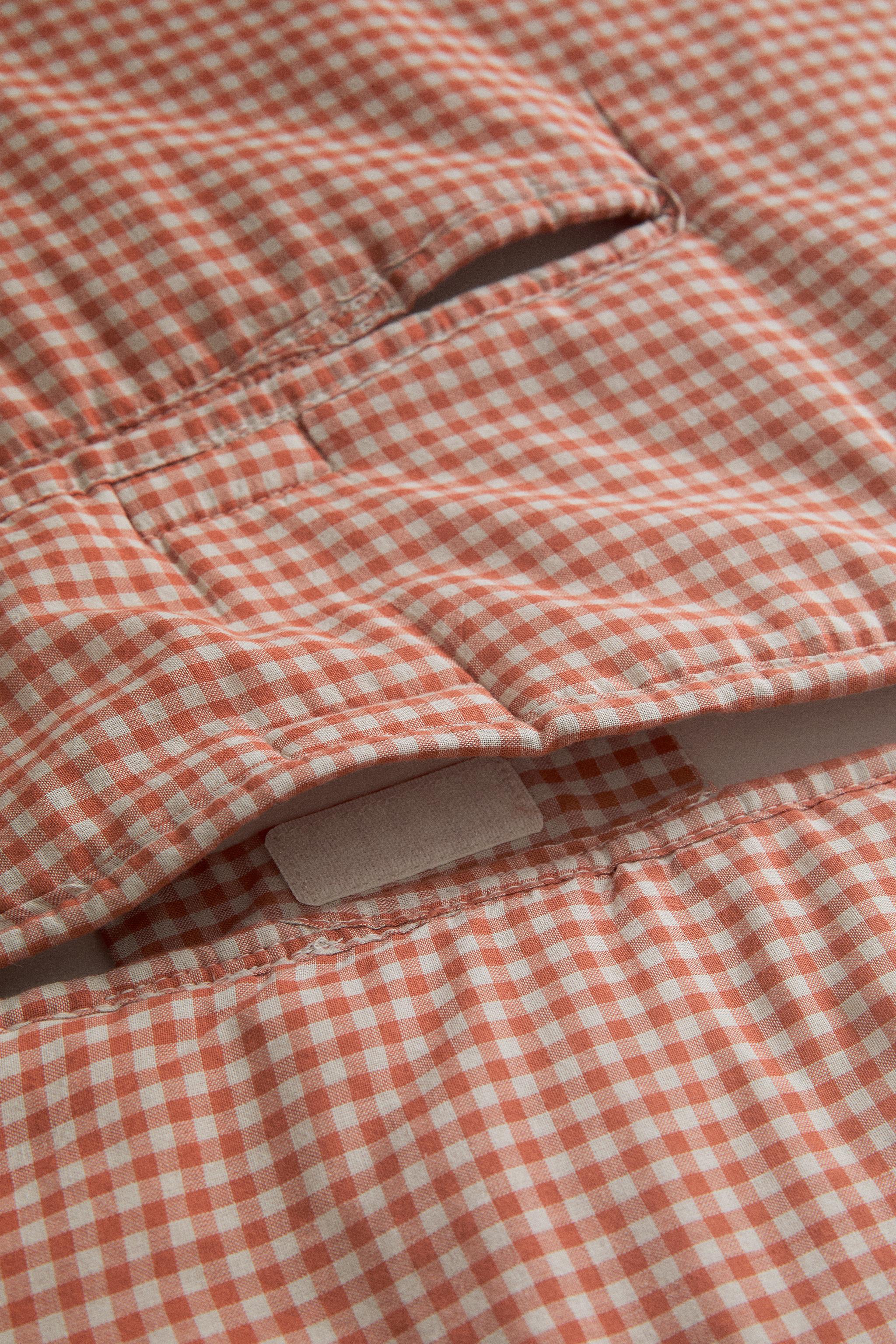 COTTON GINGHAM BABY STROLLER BURLAP — Dark orange