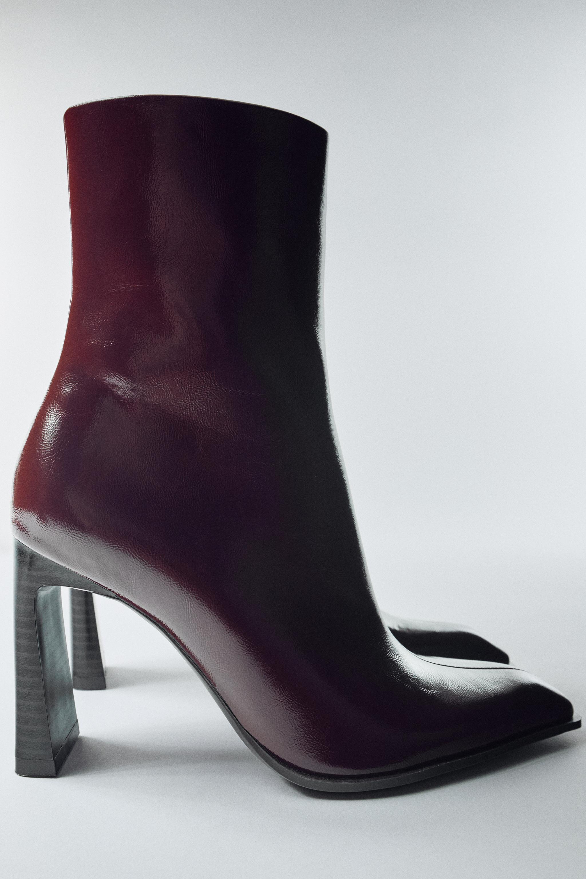 Patent-Effect Heeled Ankle Boots by Zara