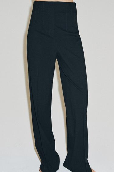 PANTALON TAILLE HAUTE AVEC LAINE ZW COLLECTION - Bleu marine foncé de Zara - Image 1