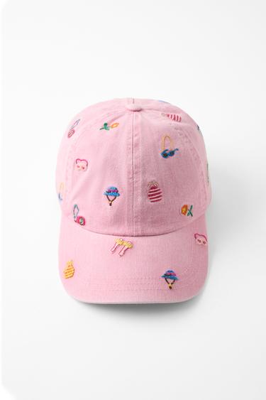 KAPELË 100% PAMBUK ME QËNDISJE KONTRAST - Rozë nga Zara