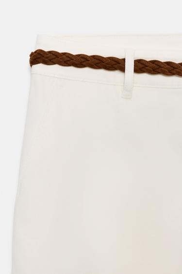CHINO TROUSERS WITH BRAIDED BELT - Ecru by Zara - Image 6
