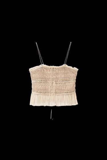 Zara COMBINATION TEXTURED TOP - Pink - Image 0