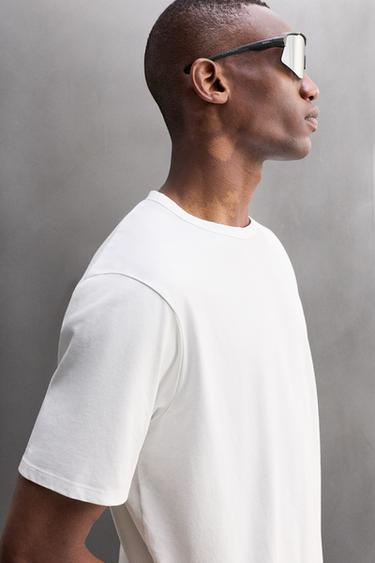 TECHNICAL COTTON BLEND T-SHIRT - White by Zara - Image 4