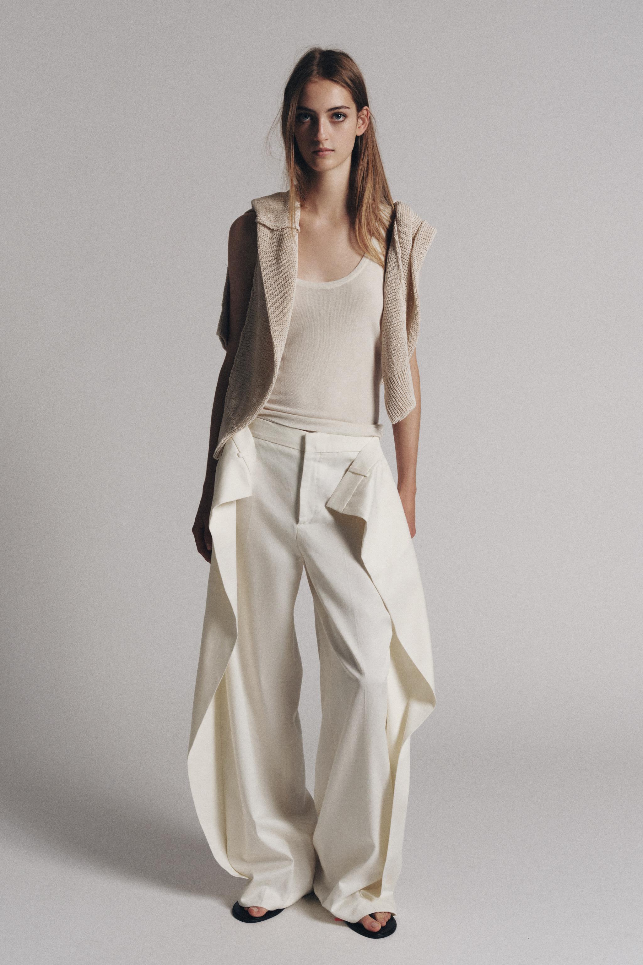 Zara ZW COLLECTION PİLİLİ GENİŞ PAÇA PANTOLON görsel 3