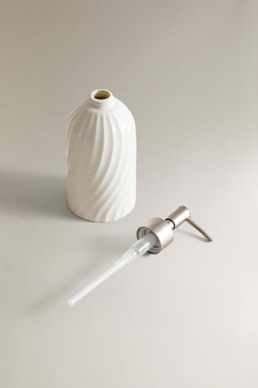 CERAMIC SOAP DISPENSER WITH RAISED DESIGN - White by Zara - Image 3